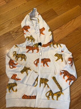 Monoprix from France Kids Hoodie with Orange & Yellow Tiger Print